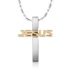 Kereszt medálos nyaklánc Jesus felirattal - arany színben